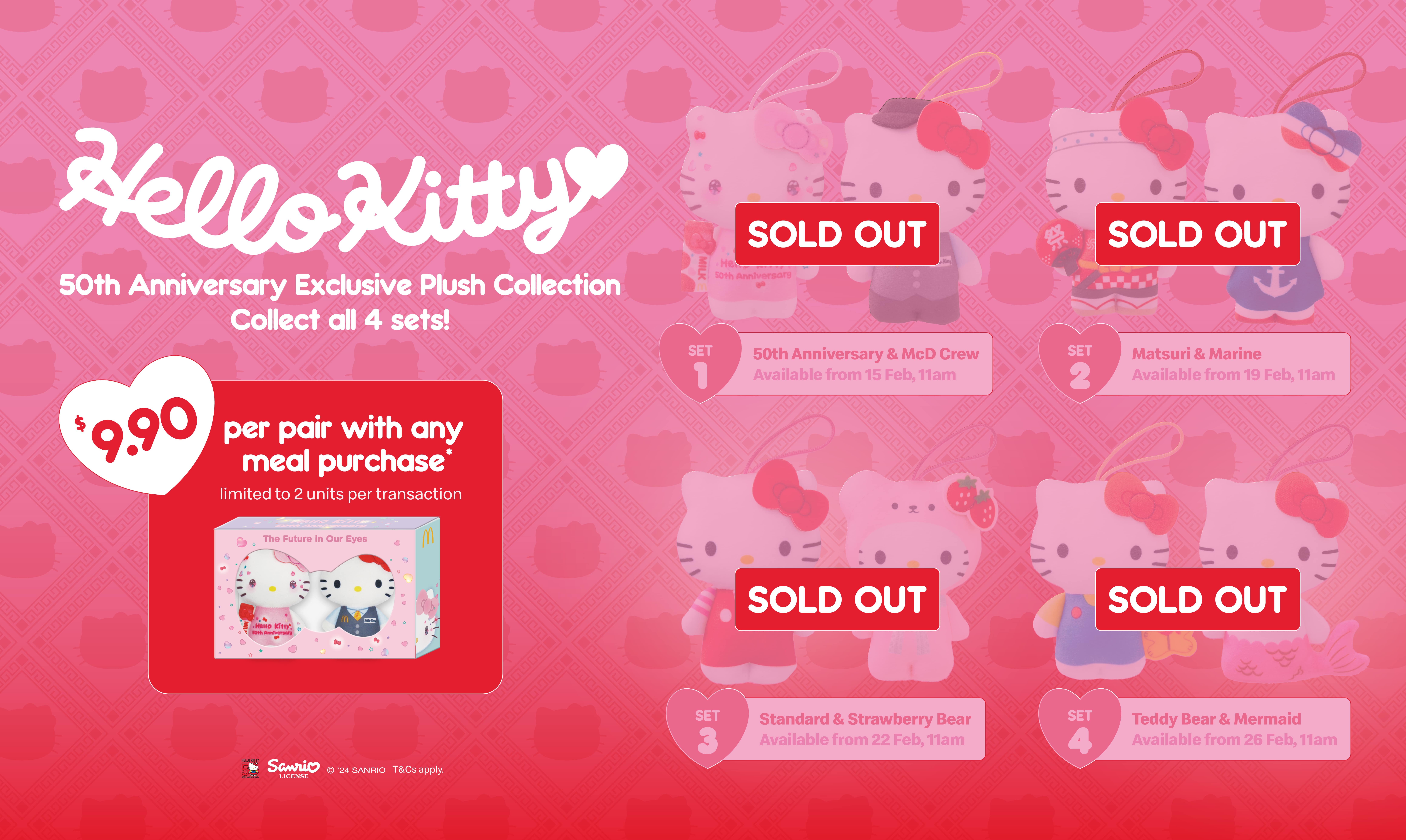 Limited Edition Hello Kitty 50th Anniversary Plushies
