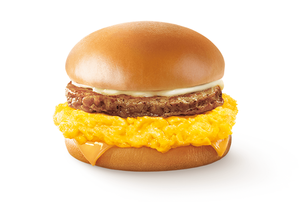 Scrambled Egg Burger with Sausage