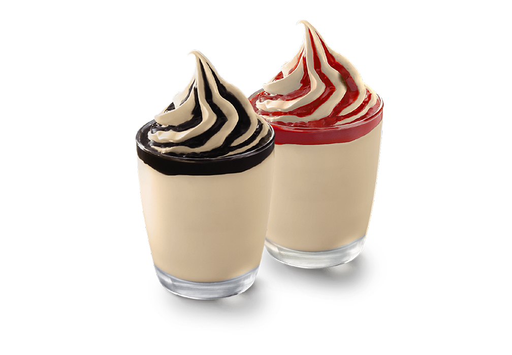 Chendol Hot Fudge Sundae  and Chendol Strawberry Sundae 