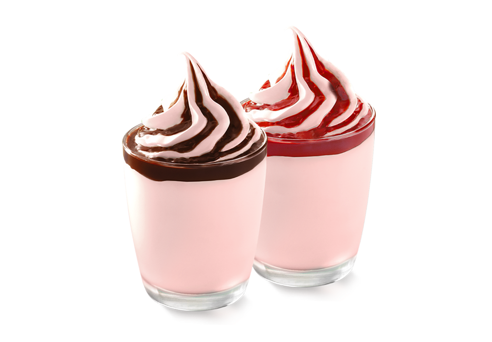 Strawberry Hot Fudge Sundae and Strawberry Bliss Sundae 