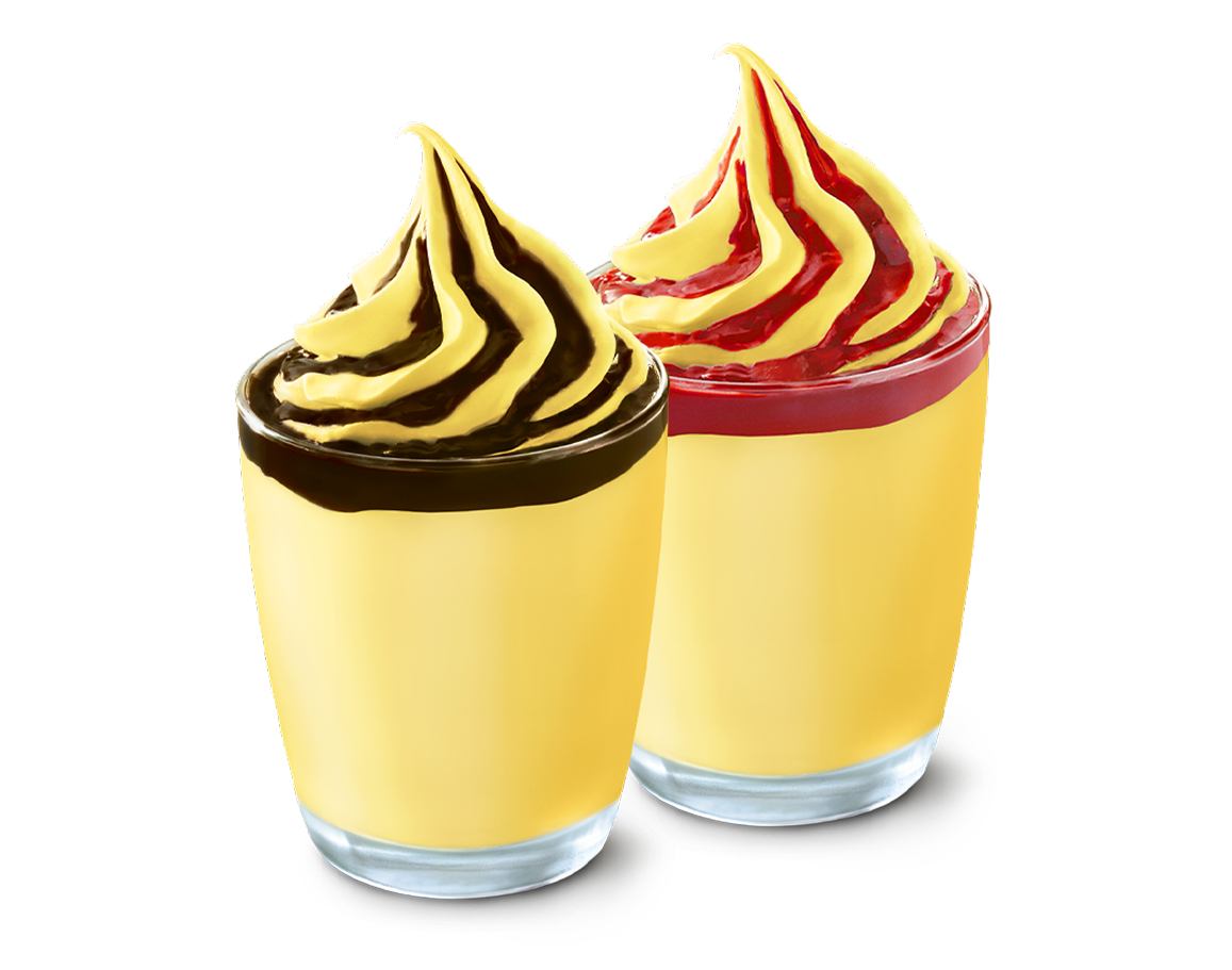 Banana Hot Fudge Sundae  and Banana Strawberry Sundae 