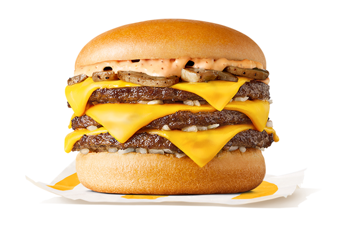 Creamy Mushroom Triple Cheeseburger 