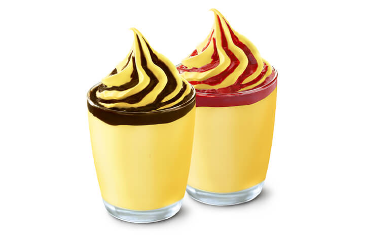 Mango Hot Fudge Sundae and Strawberry Sundae  